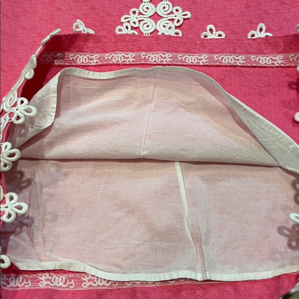 Lilly Pulitzer Dress Hot Pink Sleeveless Mini with White Lace Trim -Size 10 - Picture 8 of 13